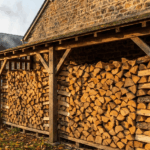 Un grand stock de bûches de chauffage rangées en extérieur illustrant le prix d une corde de bois.